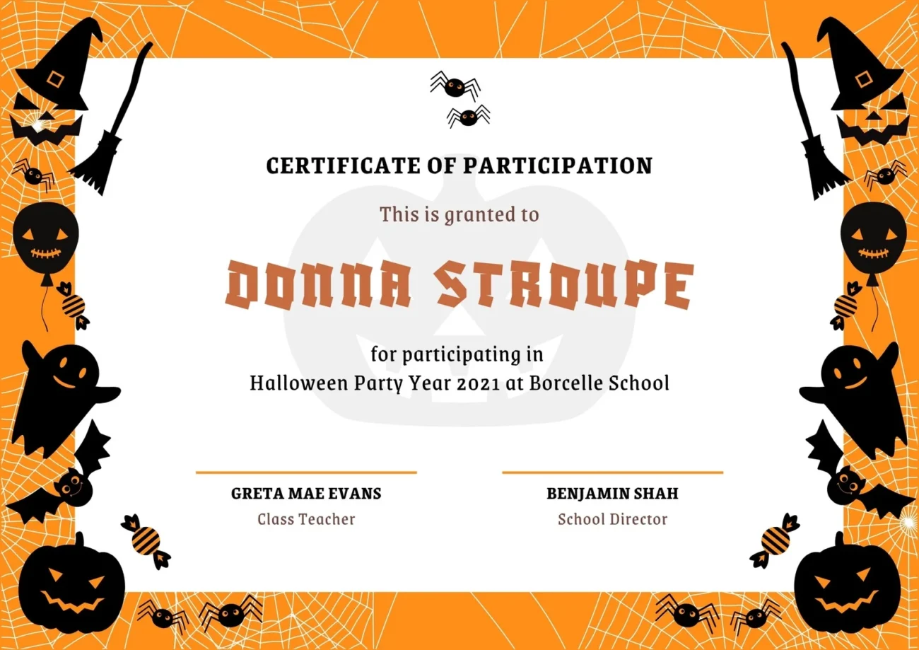 Free Custom Printable Halloween Certificate Templates Canva