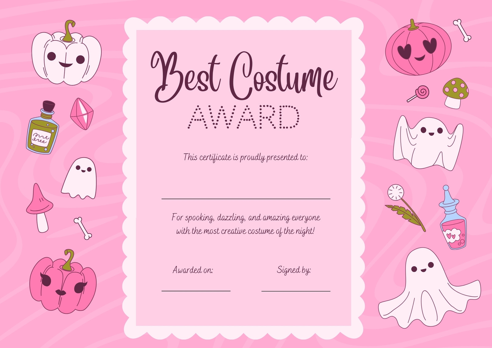 Free Printable Halloween Halloween Costume Certificates