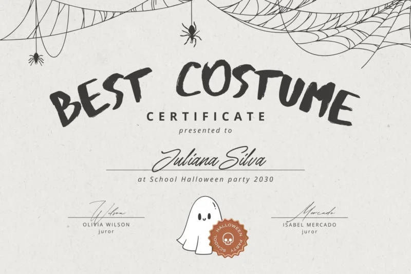 Free Printable Halloween Halloween Costume Certificates