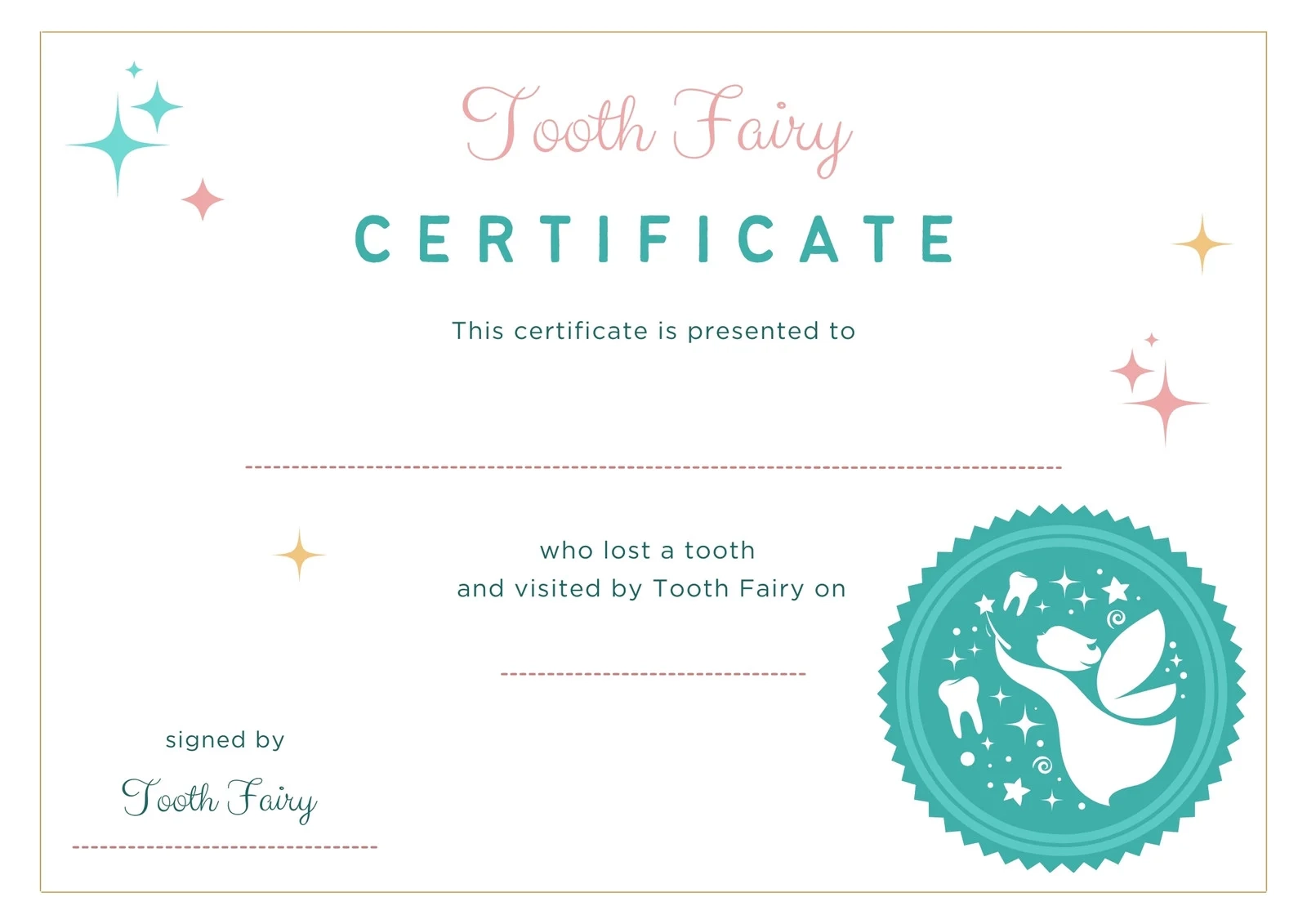 Printable 1st First Tooth Certificate Printable 1st First Tooth Certificate