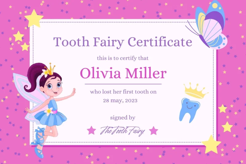 Free Printable Tooth Fairy Certificate