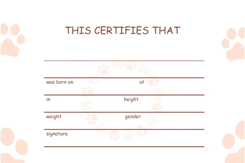 Printable Free Puppy Birth Certificate Template