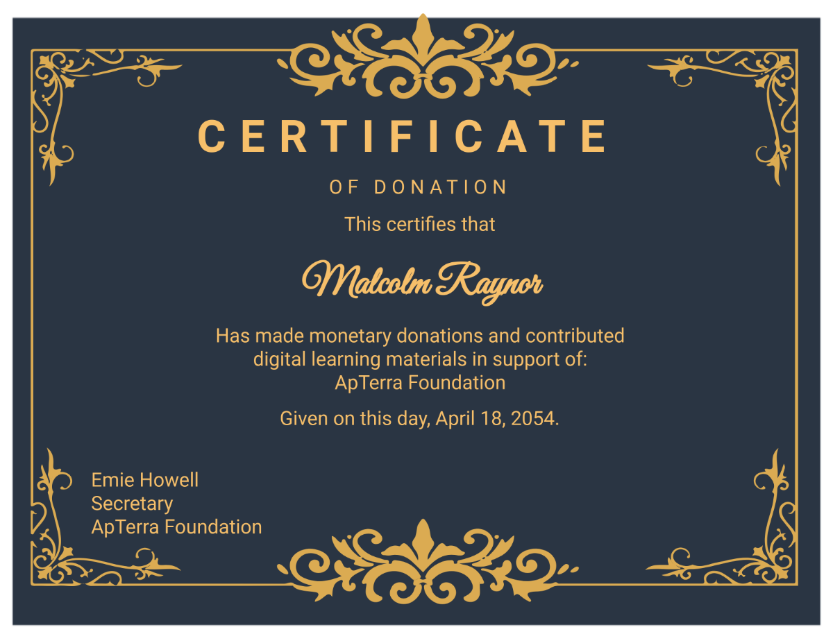 Free Donation Certificate Sample Template To Edit Online Free Donation Certificate Sample Template To Edit Online