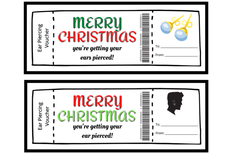 Printable Ear Piercing Gift Certificate