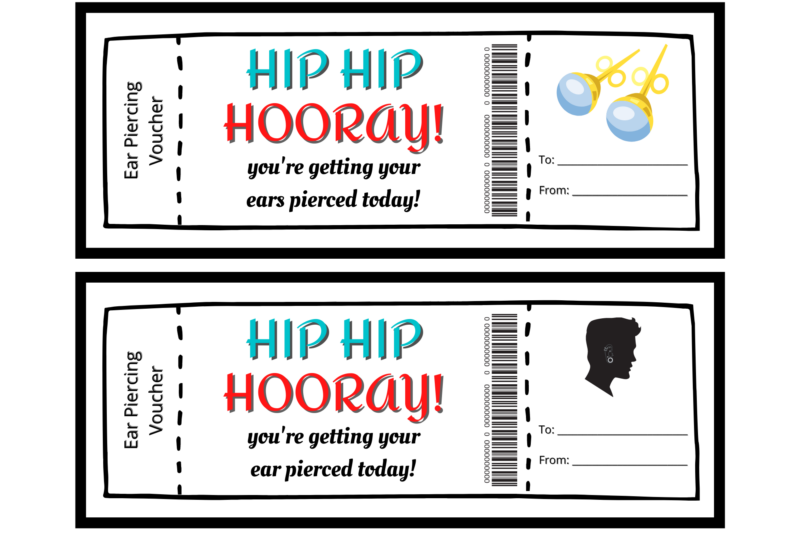 Free Printable Ear Piercing Gift Certificate