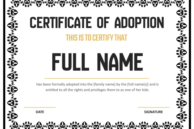 Printable Adoption Certificate Kids