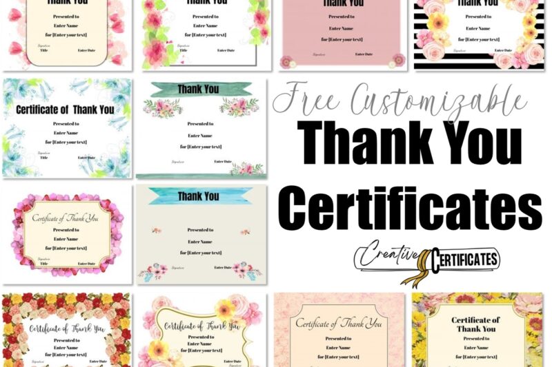 Free Printable Thank You Award Certificates