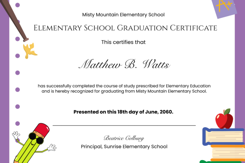 Printable Elementary Graduation Certificates