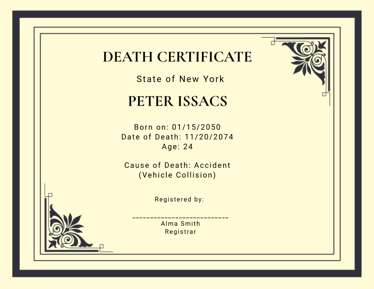 Fake Printable Death Certificate Fake Printable Death Certificate