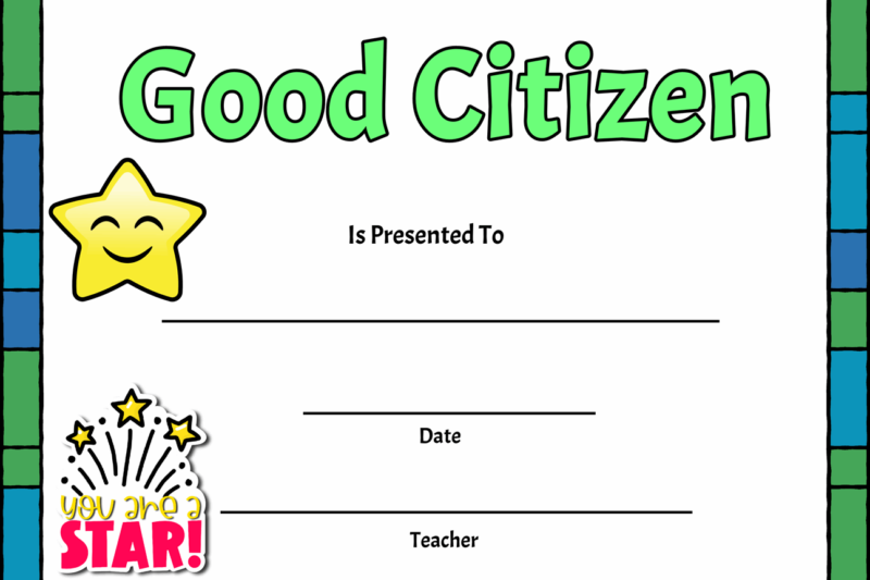Free Printable Good Citizen Certificates