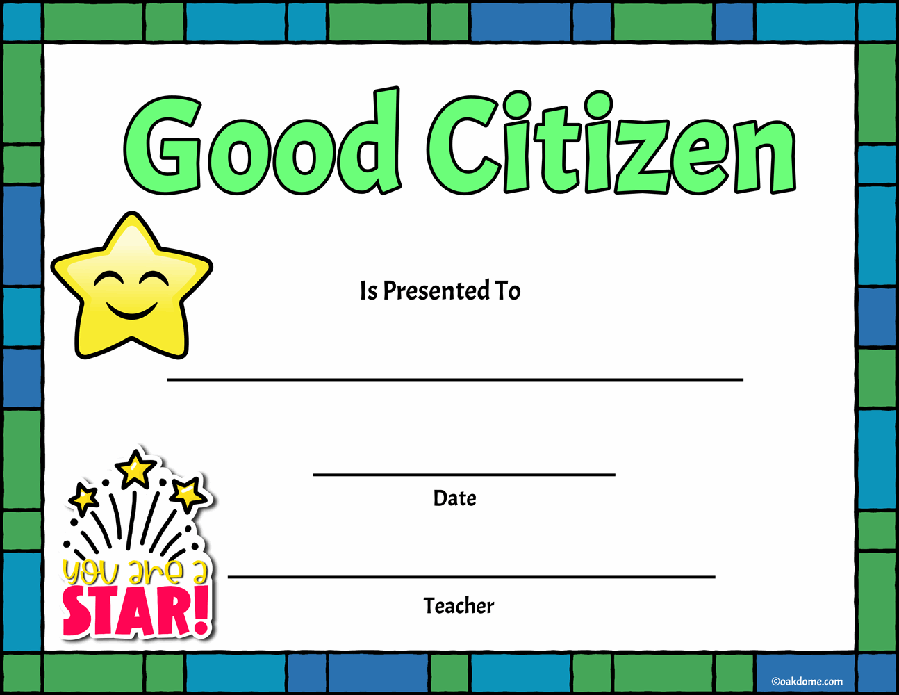 Free Fast Student Award Generator Good Citizen
