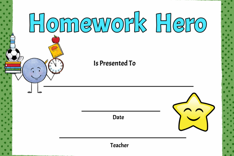 Homework Award Certificate Printable