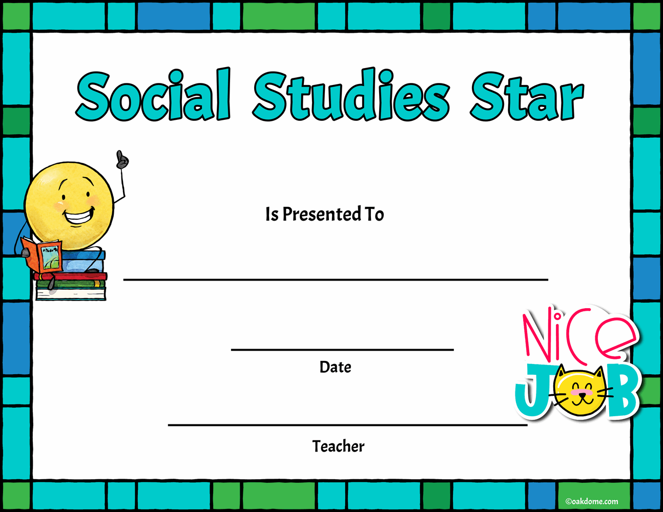 Free Fast Student Award Generator Social Studies Star