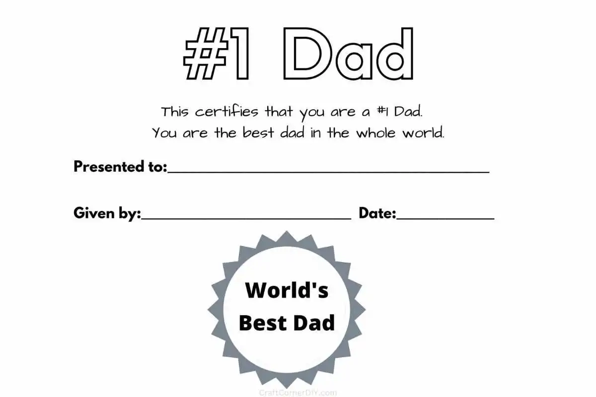 Certificate For The Best Dad Printable Certificate For The Best Dad Printable