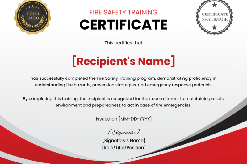 Printable Firefighter Certificate Template