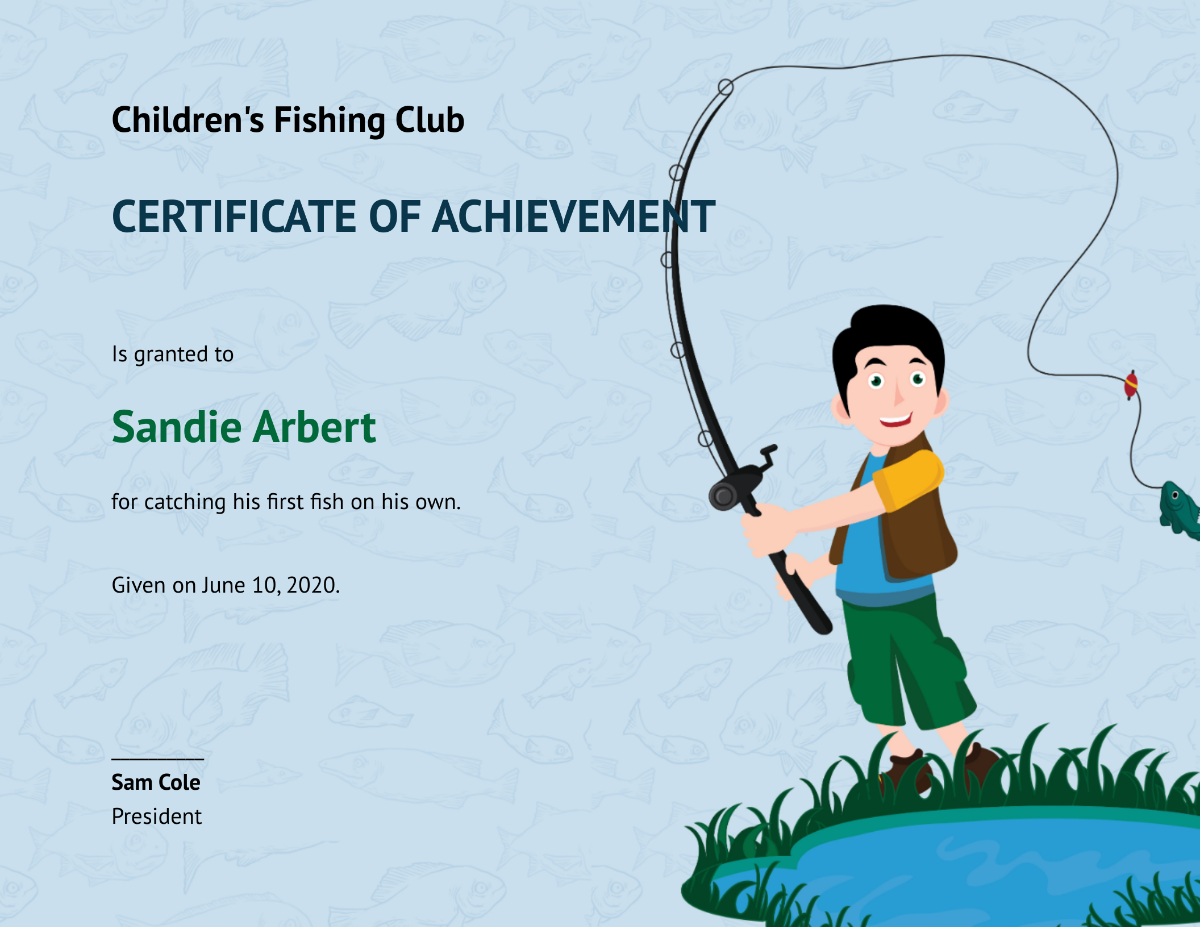 Free First Fish Kid Certificate Template To Edit Online