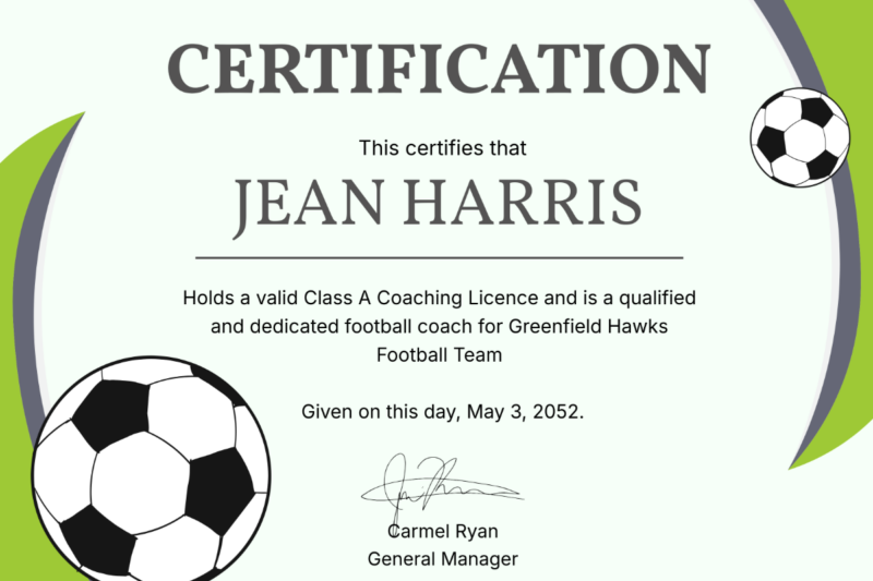 Free Printable Football Coach Certificates
