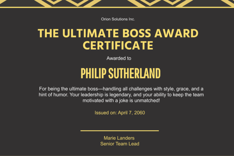 Best Boss Printable Certificate