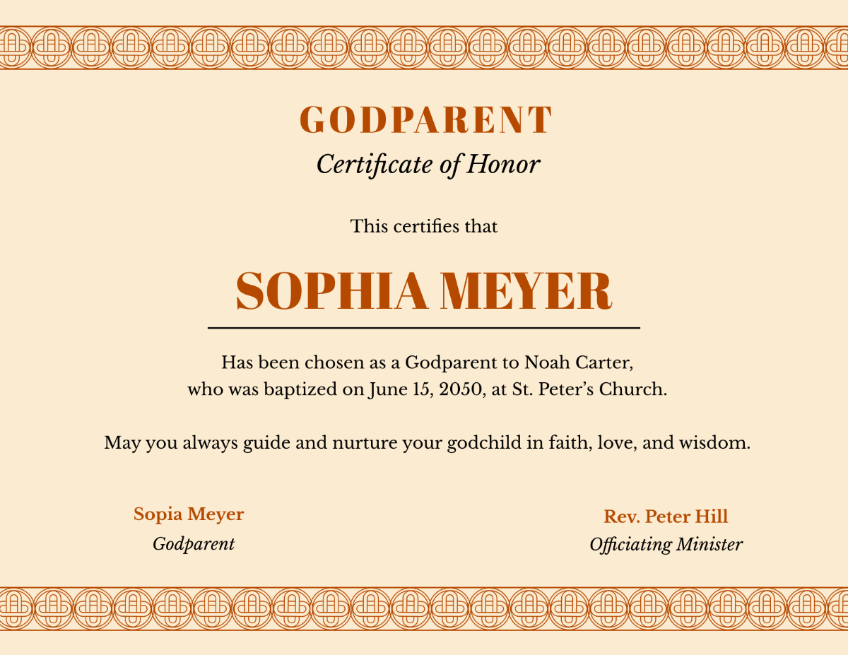 Free Godparent Baptism Certificate Template To Edit Online