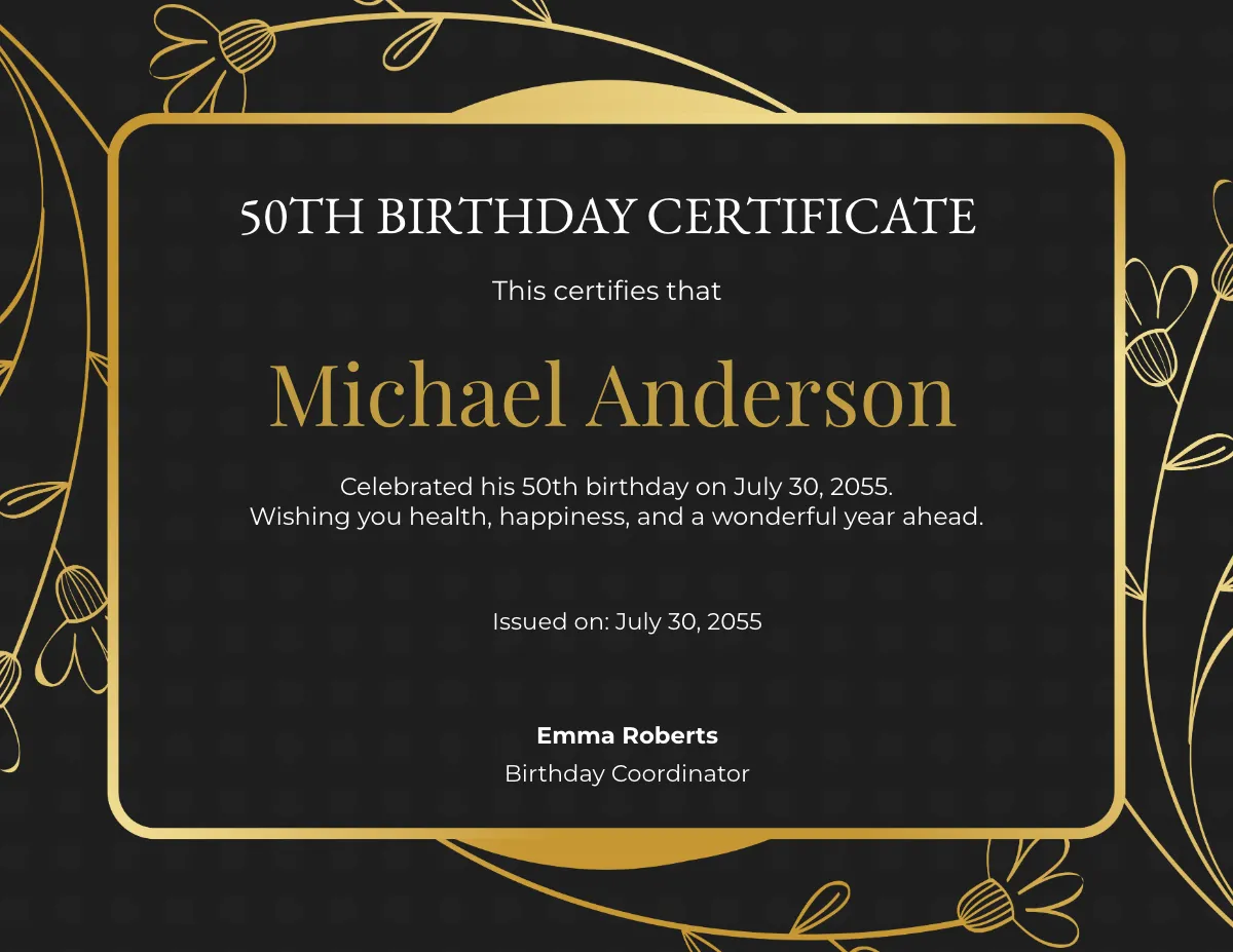 Printable 50th Birthday Certificates Printable 50th Birthday Certificates