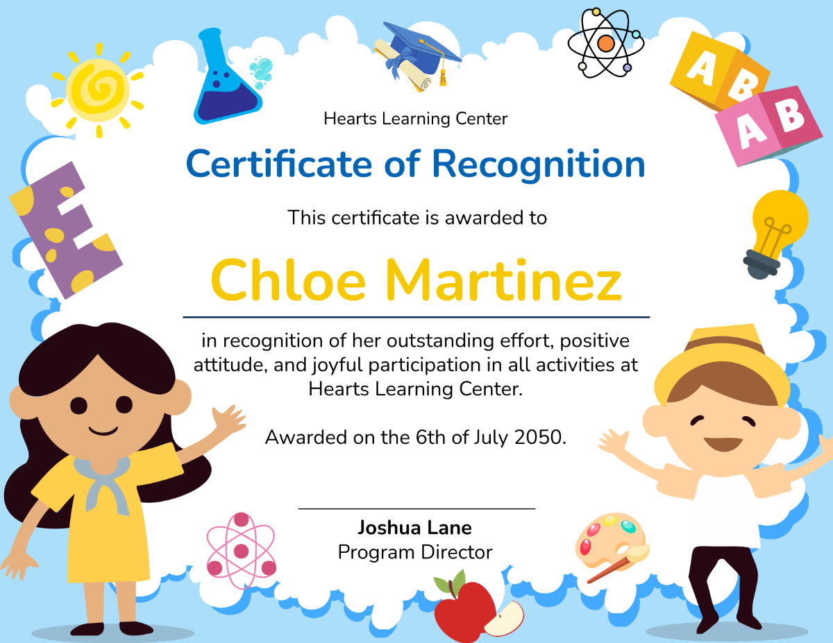 Free Kids Certificate In English Template To Edit Online