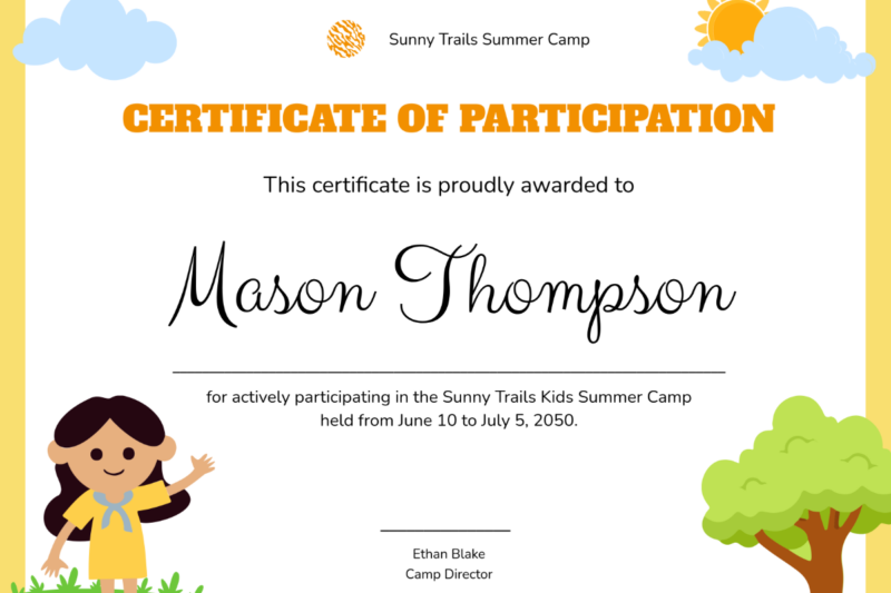 Free Printable Summer Camp Certificates