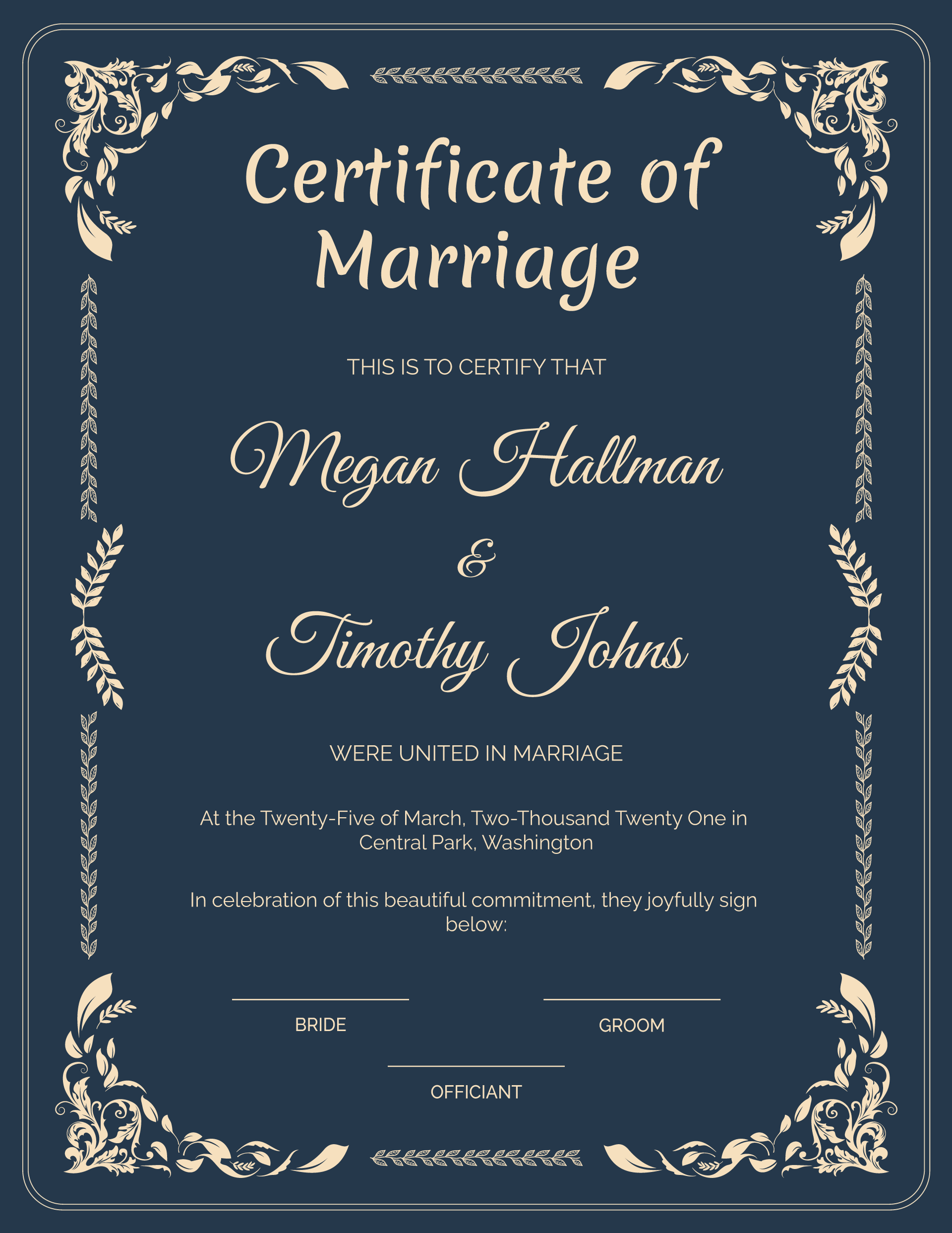 Free Marriage Certificate Templates Edit Printable 