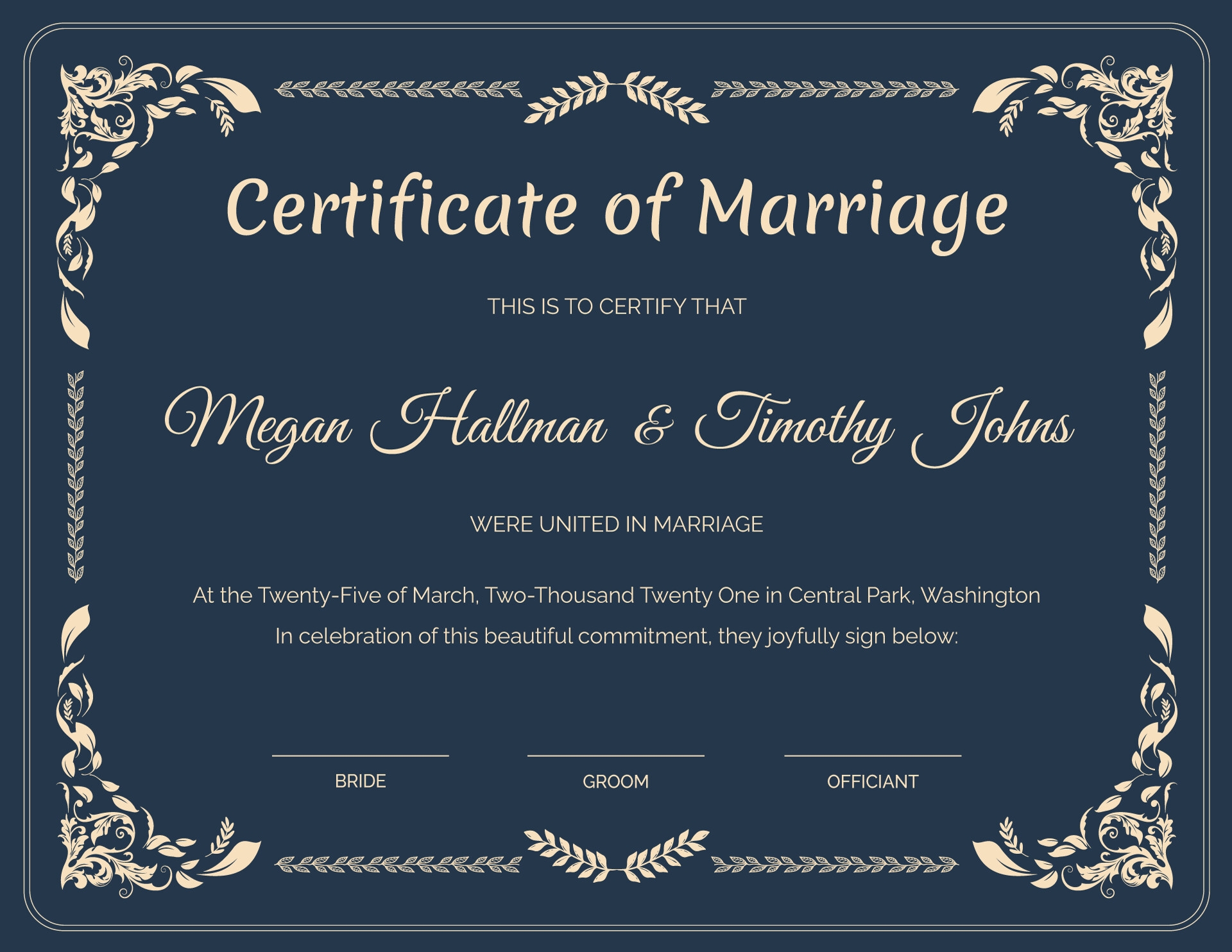 Free Marriage Certificate Templates Edit Printable 