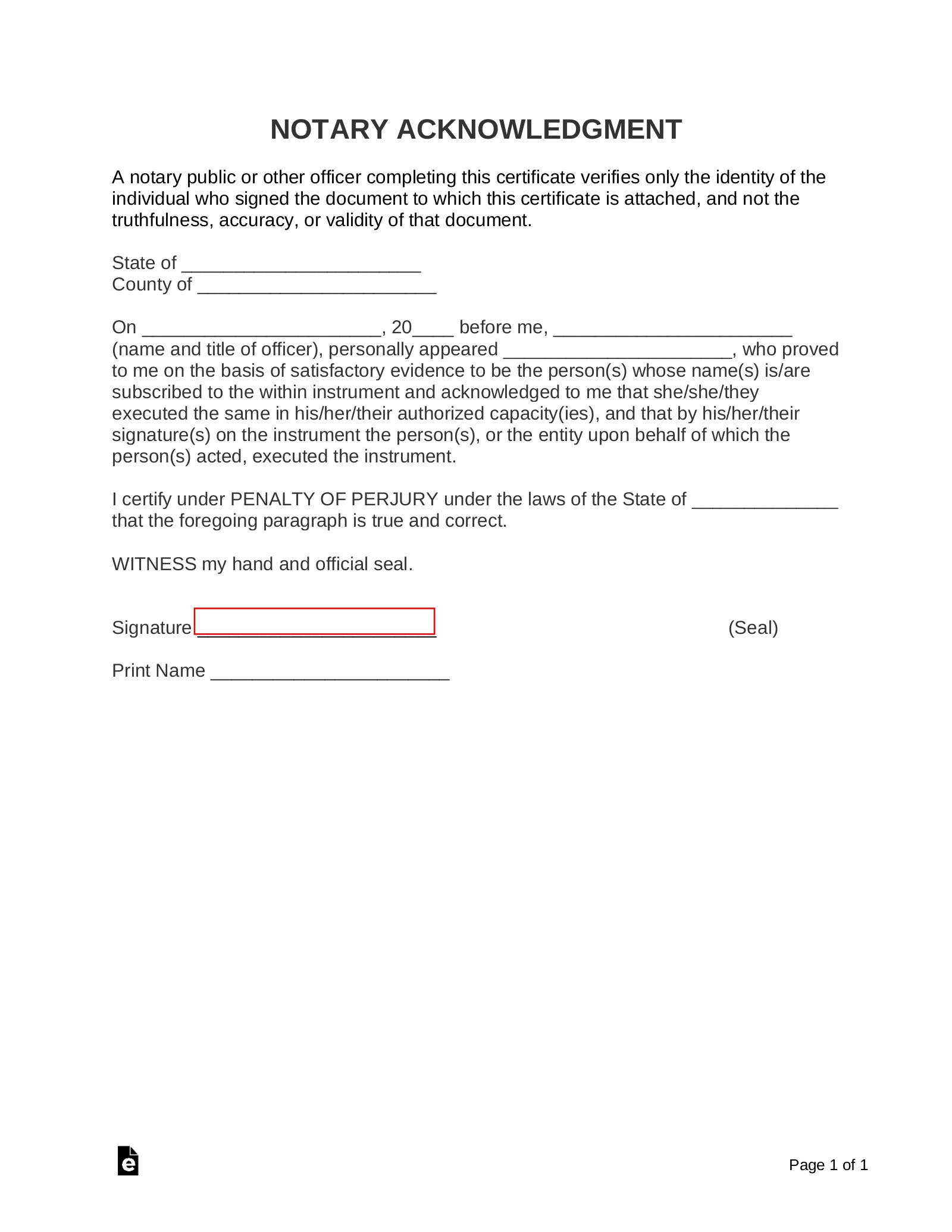 Free Notary Acknowledgment Forms PDF Word EForms Free Notary Acknowledgment Forms PDF Word EForms