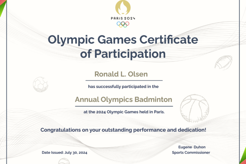 Printable Olympic Certificate