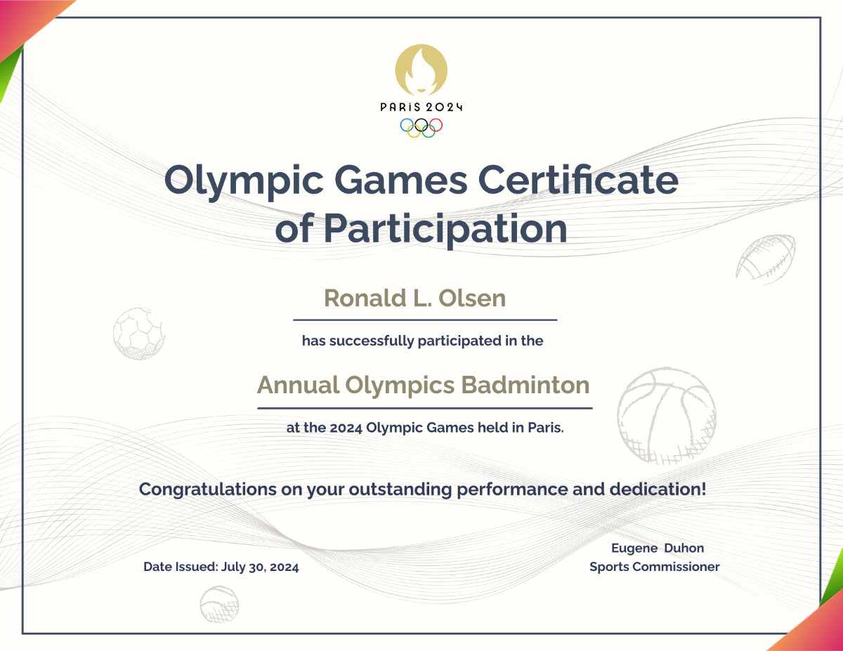 Free Olympics Certificate Template To Edit Online