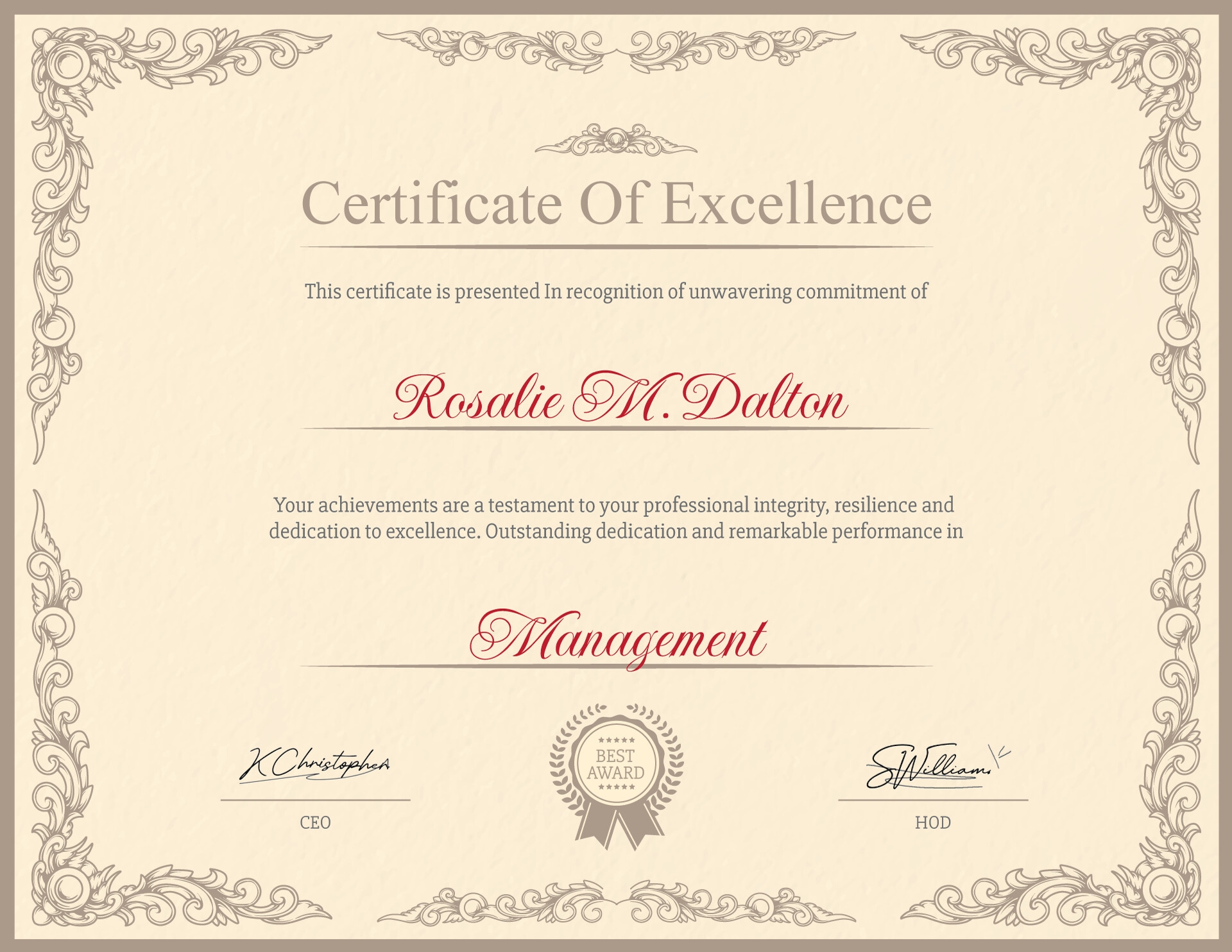 Certificate Of Outstanding Performance Printable Certificate Of Outstanding Performance Printable