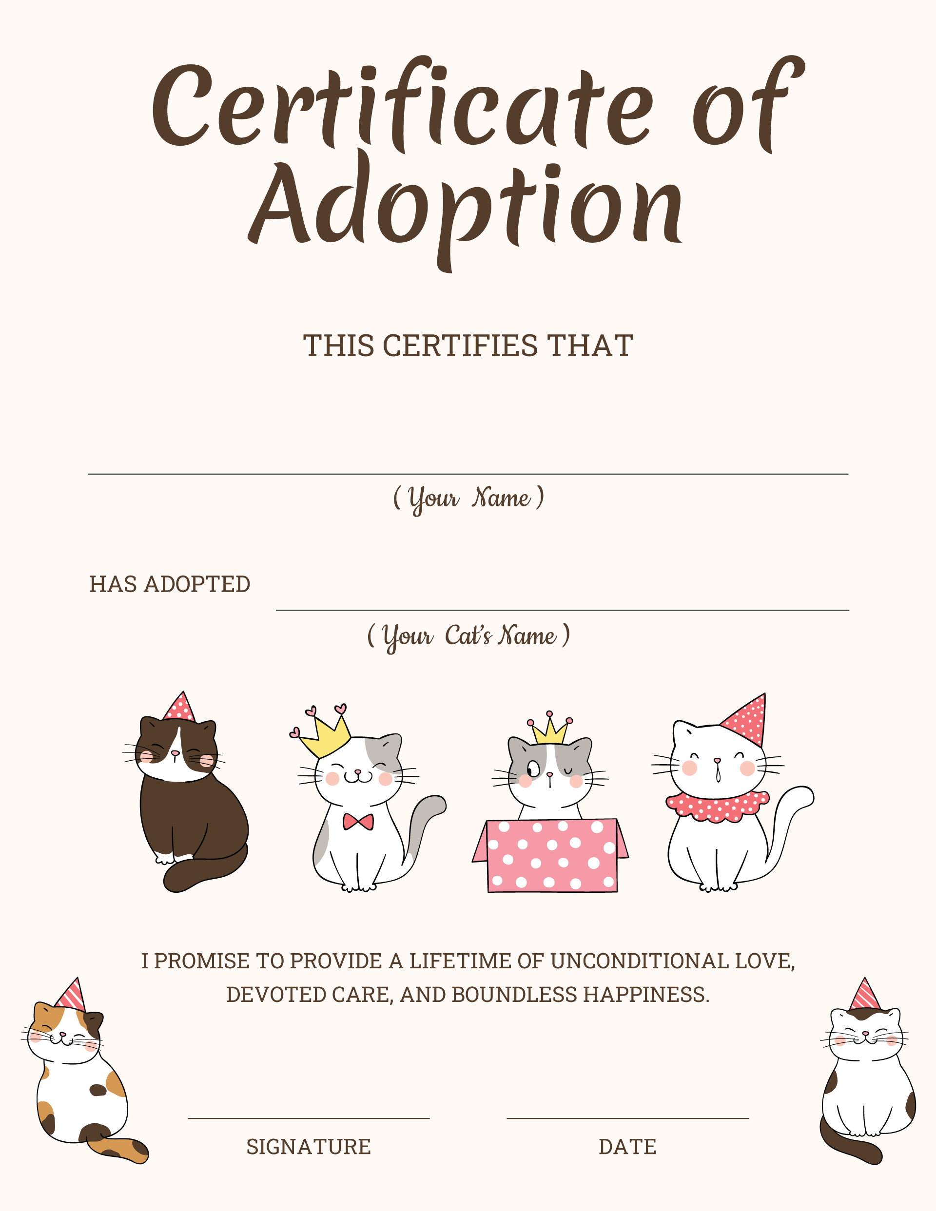 Free Pet Adoption Certificate Templates WordLayouts