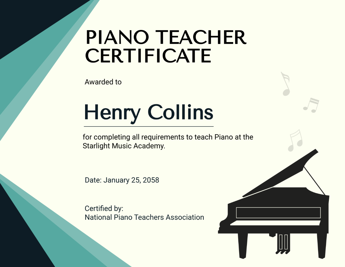 Free Printable Piano Certificates
