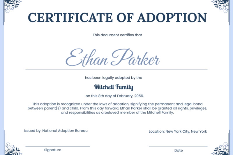 Free Printable Fake Adoption Certificates