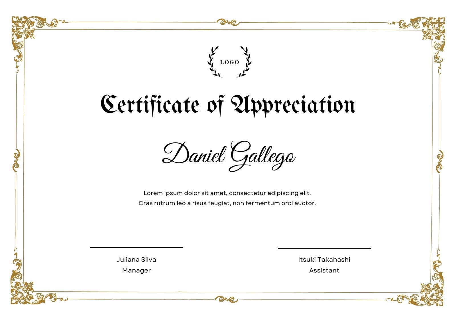 Customizable Printable Blank Certificate Template