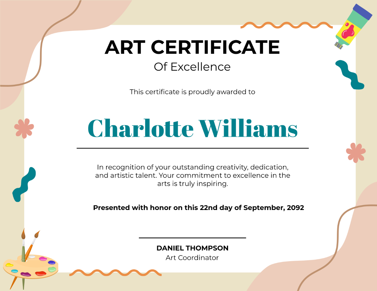 Art Certificate Printable Art Certificate Printable