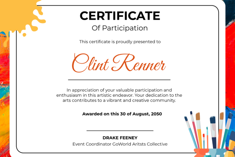 Art Certificate Printable