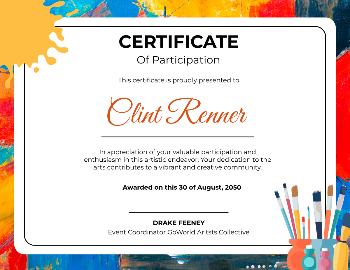 Free Printable Art Certificate Templates To Customize Online