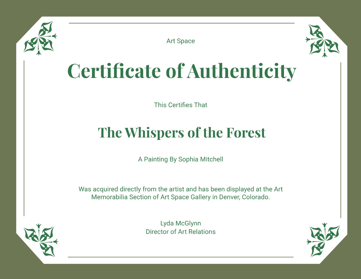 Printable Certificate Of Authenticity Template Printable Certificate Of Authenticity Template