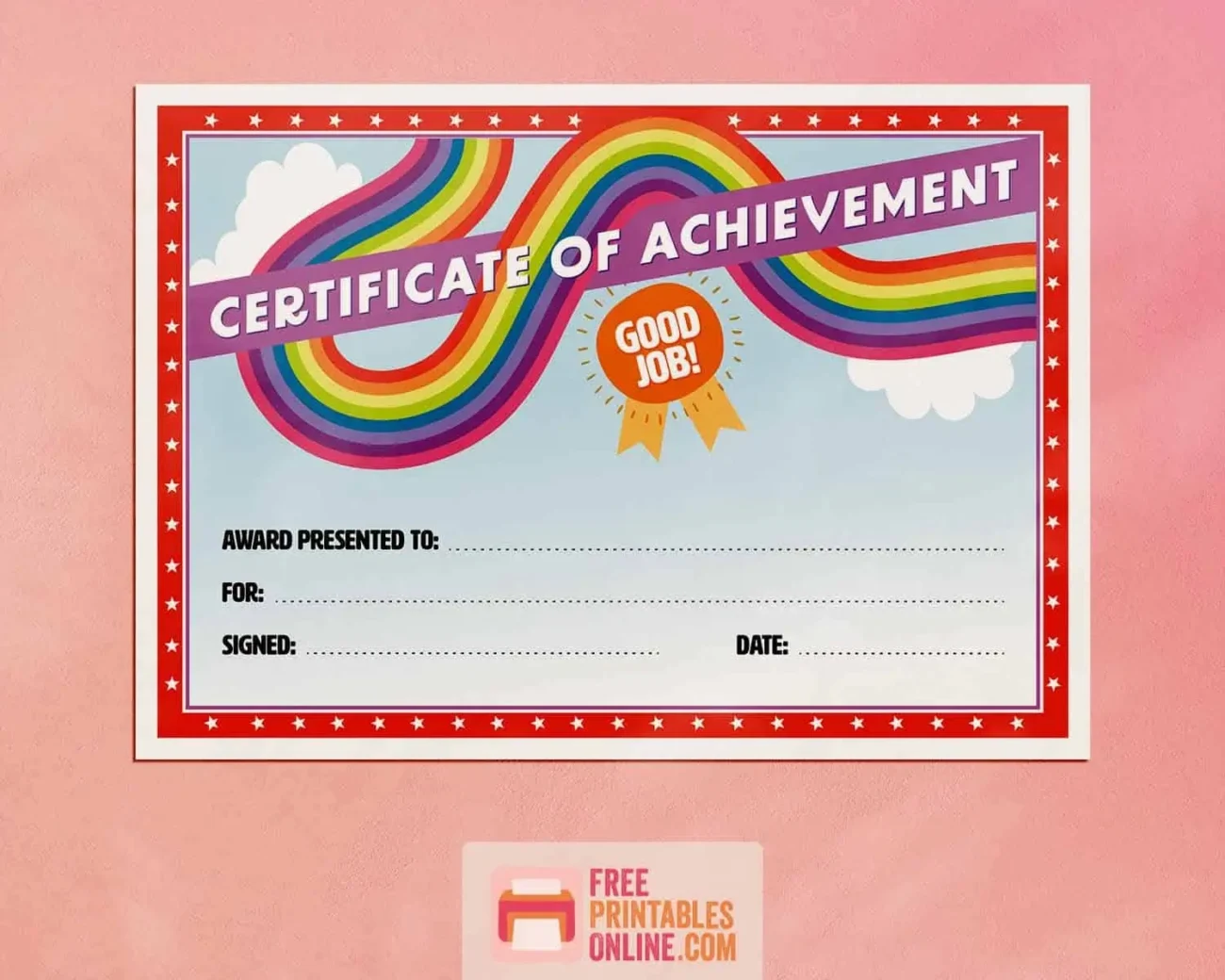 Free Printable Certificate Of Achievement For Kids Free Printables Online