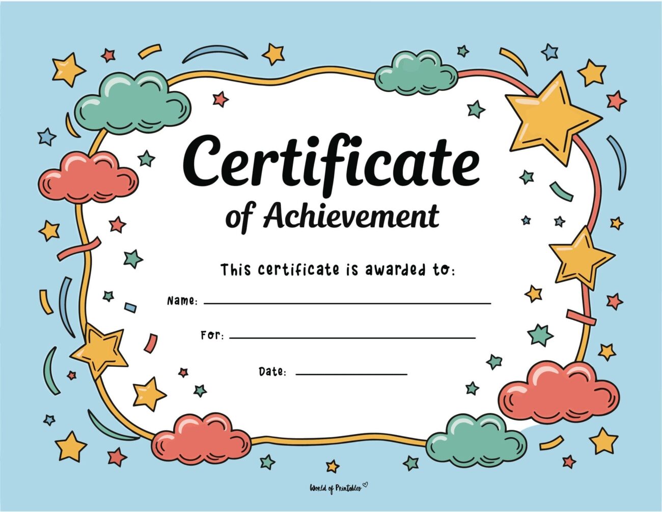 Free Printable Certificate Of Achievement Templates For Kids World Of Printables