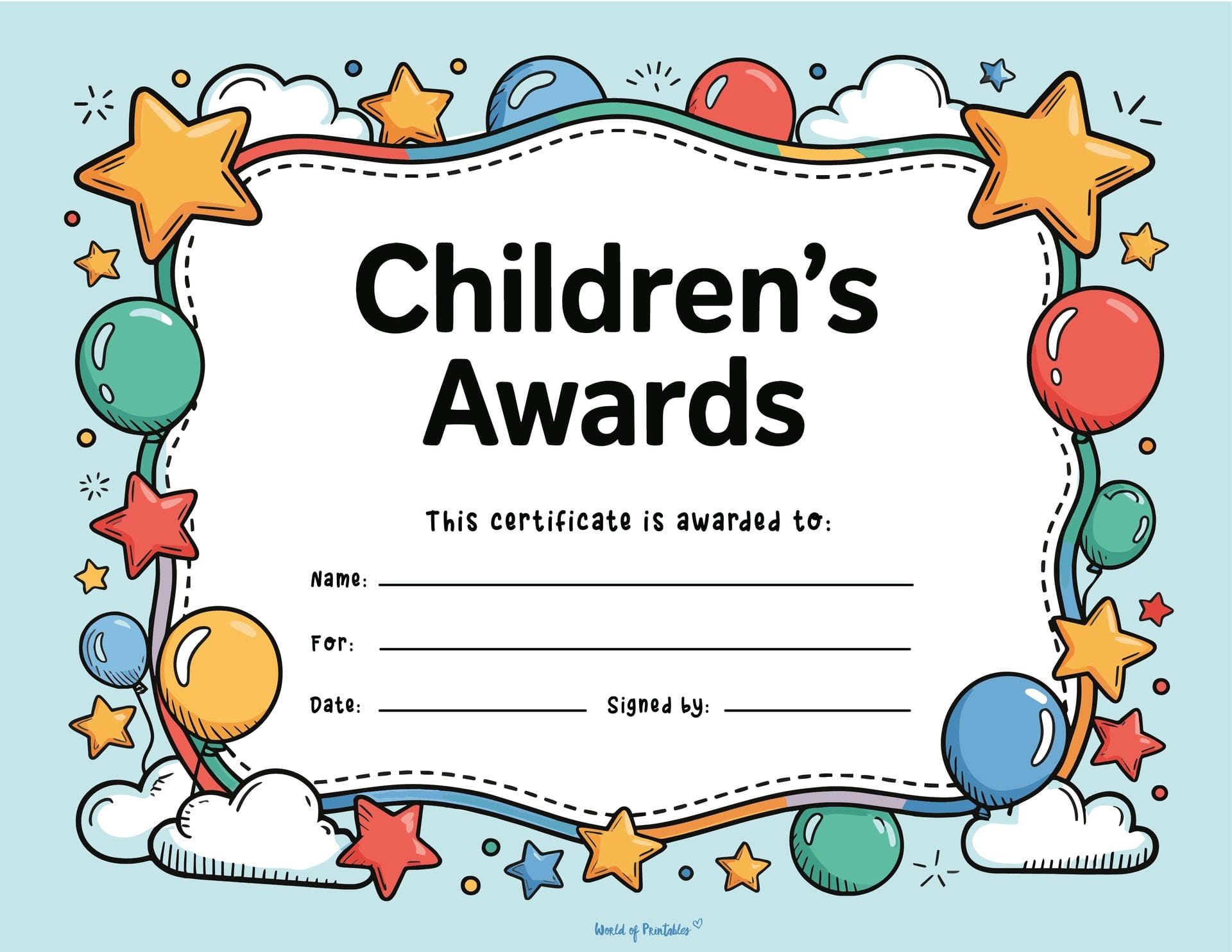 Free Printable Certificate Of Achievement Templates For Kids World Of Printables Free Printable Certificate Of Achievement Templates For Kids World Of Printables