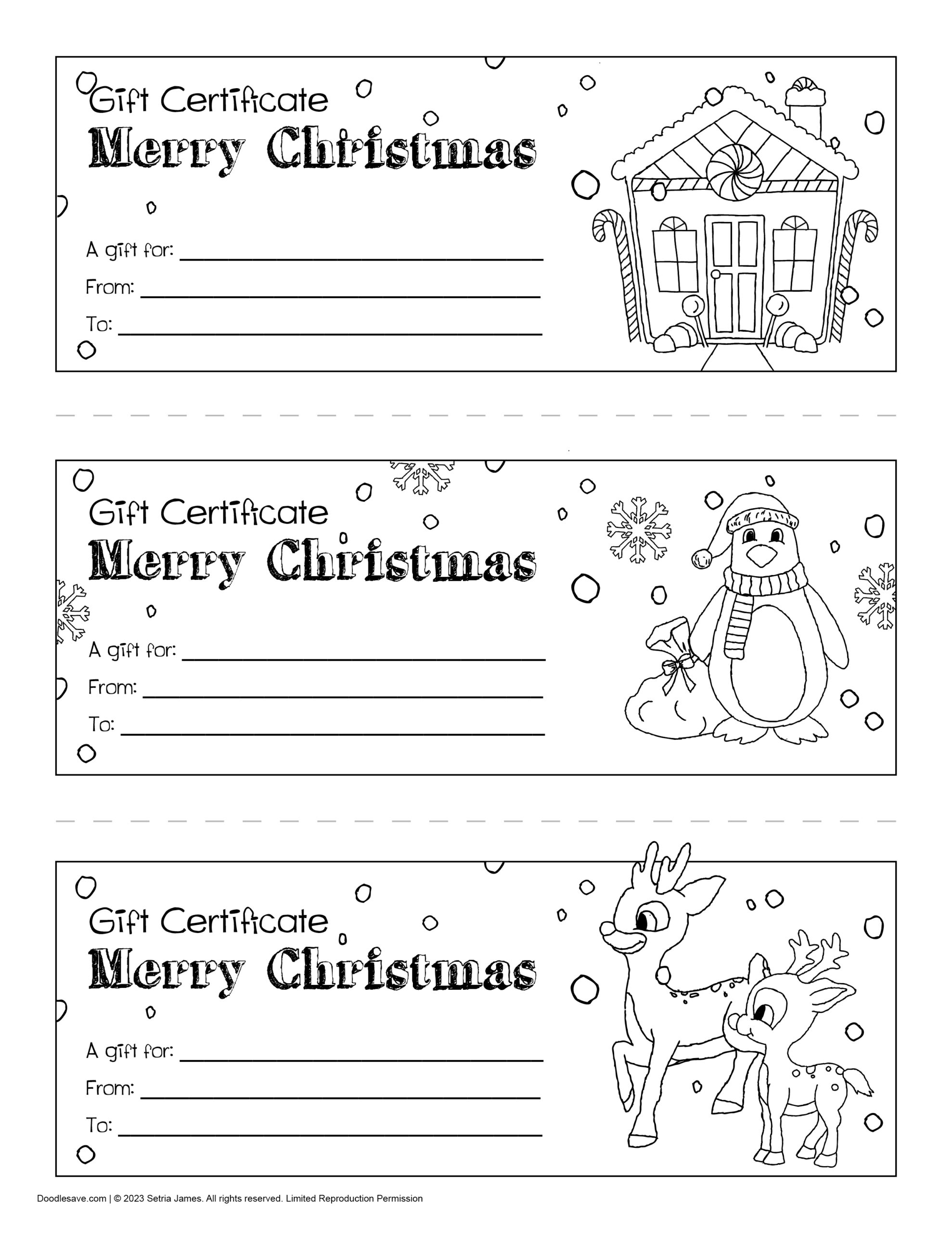 Free Printable Christmas Gift Certificate Colorable Holiday Gift Free Printable Christmas Gift Certificate Colorable Holiday Gift