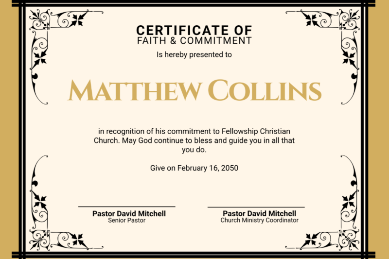Jedichurch Certificate Free Printable