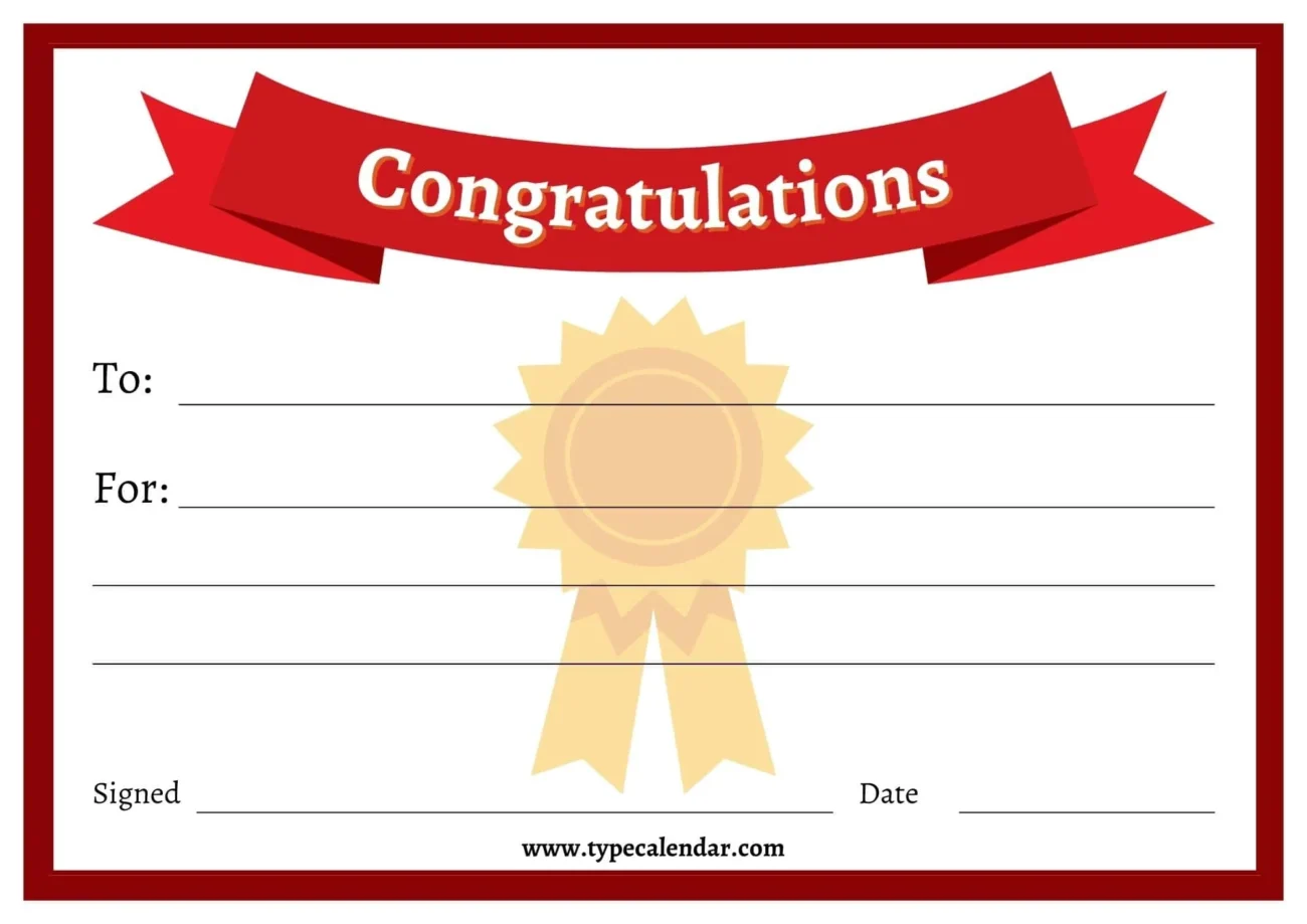 Free Printable Congratulations Certificate Templates Word PDF Students