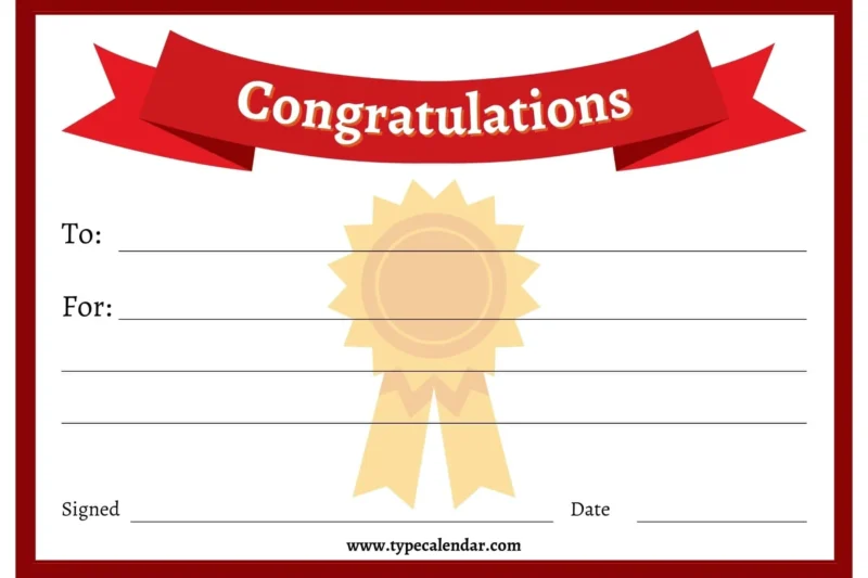 Printable Congratulations Certificate Template