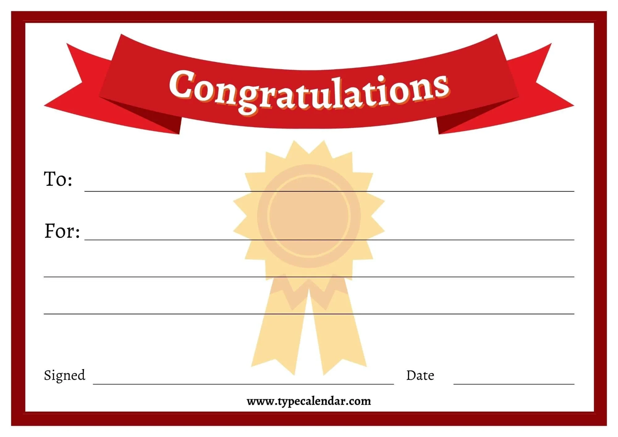 Free Printable Congratulations Certificate Templates Word PDF Students