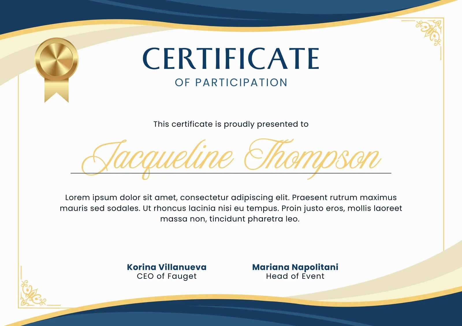 Certificate Of Participation Free Printable