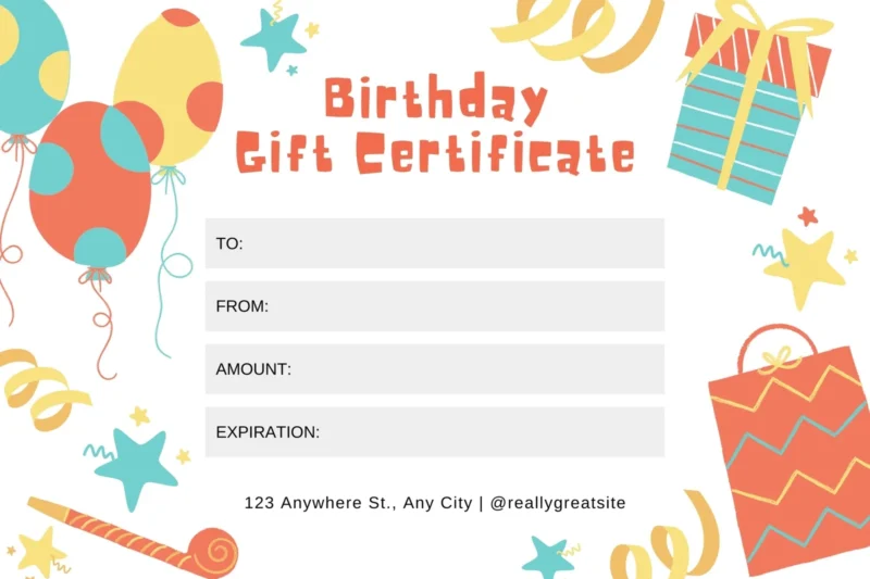 Printable Birthday Certificates For Students